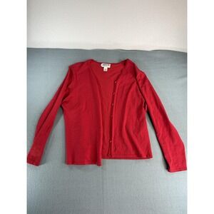 Pendleton Sweater‎ Womens M Red Silk Blend Lightweight Button Cardigan Knit